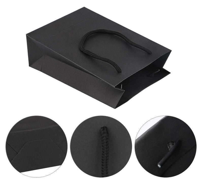 driew Small Gift Bags with Handles, 5.1Ã—2.4Ã—7.5 Inch Small Size Paper Gift Bags Bulk for Shopping Party Favor Wedding Birthday Packing Retail Small Business (Black) - Image 3
